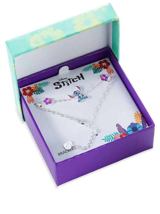Kritsimis Kids Bracelet Chain Lilo Stitch Flower in Silver with Flower