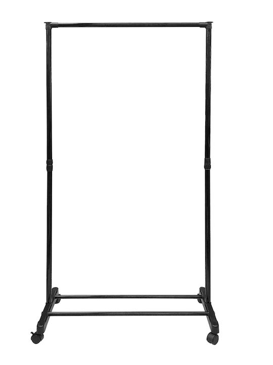 Tres-1 Wheeled Floor Garment Rack made of Metal Black 74.5x41.5x157cm