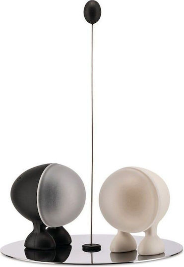 Alessi Lilliput Salz- und Pfefferset Metallisch mit Gestell White - Black 2Stück ASG02 BW