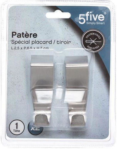 Five Inox Door Hook 2.5x6.5x7cm 2pcs