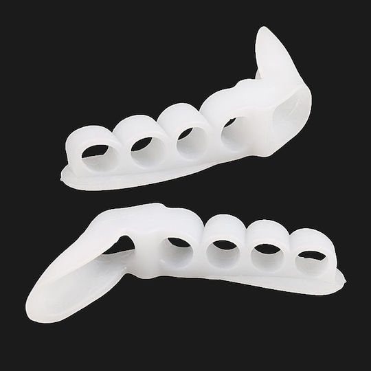Set 2 Bucăți Protectoare pentru Bătături Separator 5 Degete Silicon Alb