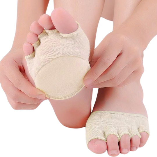 Set 2 Protectoare Pentru Tălpi Prevenire Bătături Burete Decupat Pentru Degete Material Textil Bej
