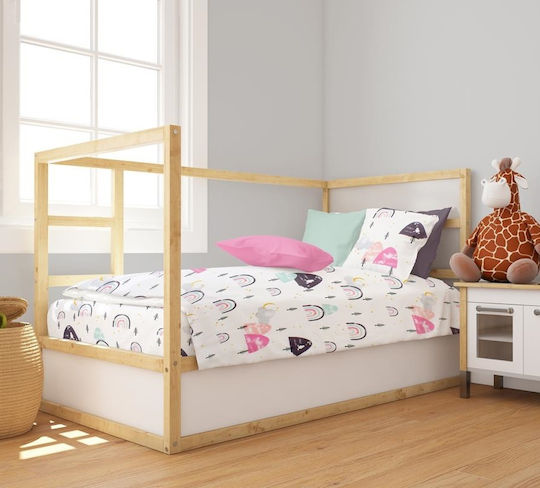 Dimcol Bebe Baby Sheet Crib Cotton Fitted White 70x140cm