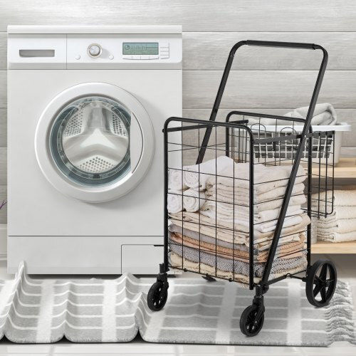 Metallic Foldable Shopping Trolley Gray 62.2x18.5x18.5cm