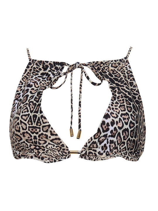 Bikini Triangle with Padding Animal Print Brown