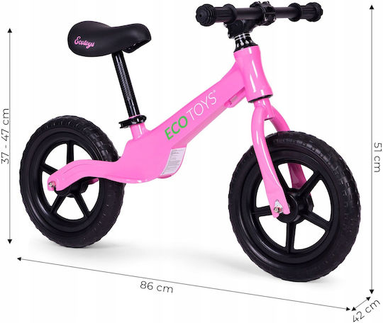 Ecotoys Bicicletă de Echilibru pentru Copii Roz
