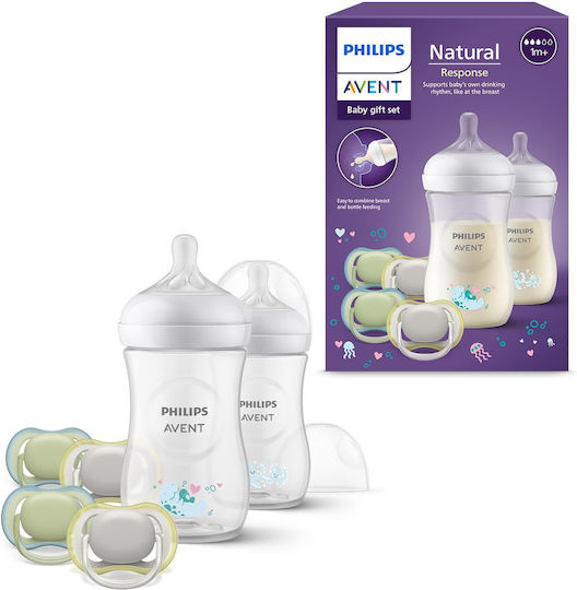 Philips Set of Plastic Baby Bottles Anti-Colic with Silicone Teat for 1+ Months 260ml