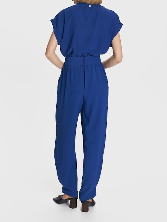 Women's Short-sleeved One-piece Suit Blue