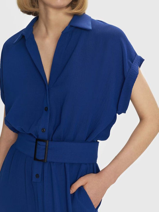 Women's Short-sleeved One-piece Suit Blue