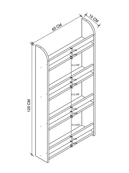 Παιδική Ραφιέρα Τοίχου Μπεζ 60x15x120εκ.