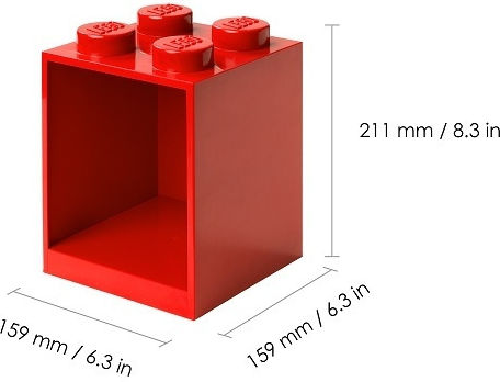 Παιδικό Ράφι Lego Τοίχου Κόκκινο 31.8x16x21εκ.