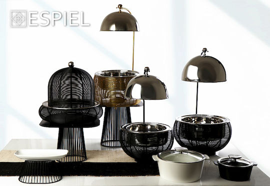 Espiel Chafing Dish Metallic Fondue Pot with Tea Light Gray 30x30x32cm