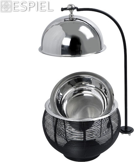 Espiel Chafing Dish Metallic Fondue Pot with Tea Light Gray 30x30x32cm