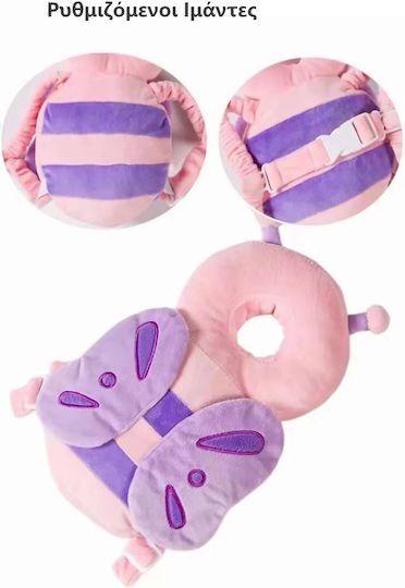 Giggles & Co. Velvet Protecție Pentru Cap Din Material Textil Fluture Roz 33x19x7cm
