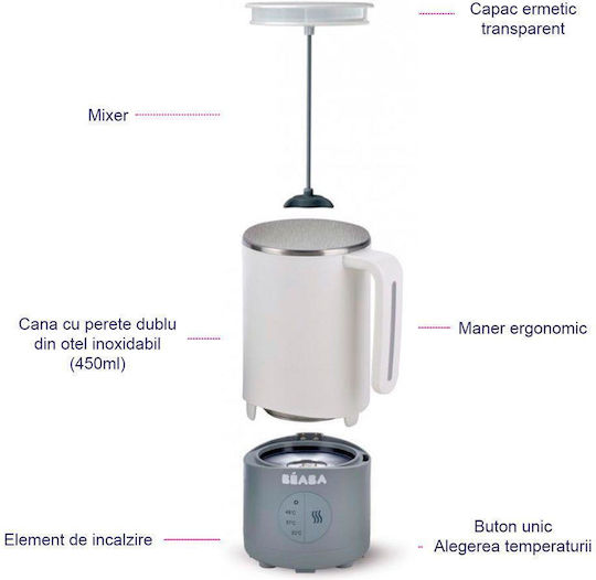 Beaba Milk Prep Aparat De Preparat Lapte Pentru Bebeluşi Alb/Gri