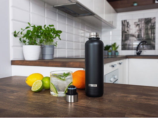 N'Oveen Μπουκάλι Θερμός Ανοξείδωτο 500ml Black Mat