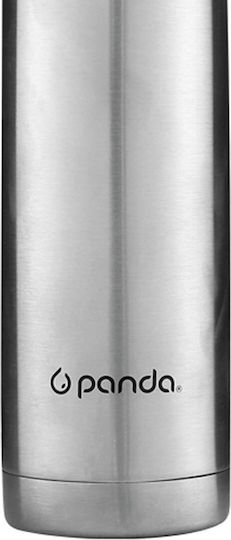 Panda Μπουκάλι Θερμός Ανοξείδωτο 500ml Ασημί με Καπάκι-Κύπελλο