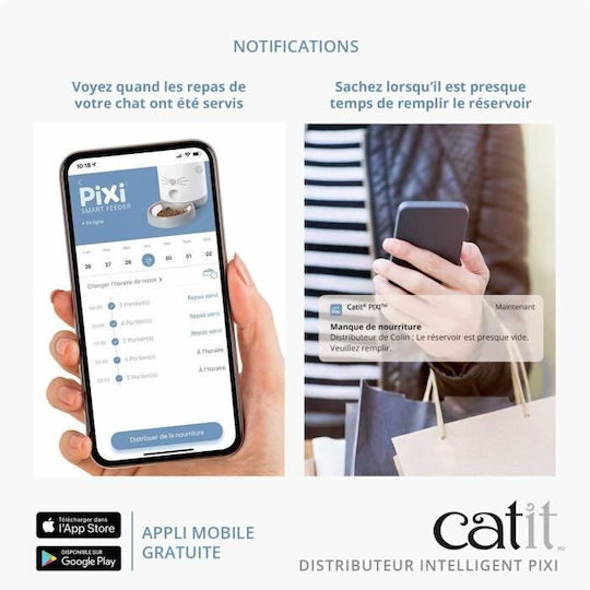 Catit Pixi Αυτόματo Ανοξείδωτο Μπολ Φαγητού για Σκύλο & Γάτα με Βάση σε Λευκό Χρώμα