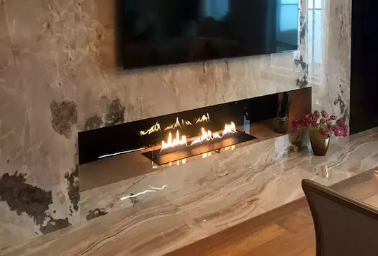 Burner Internal / Outdoor Floor Bioethanol Fireplace Black 100x28x20.5cm