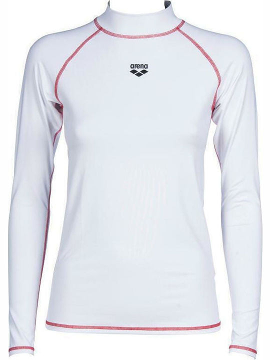 Arena Tricou De Protecție Solară Pentru Femei Mânecă Lungă Alb UPF 50+