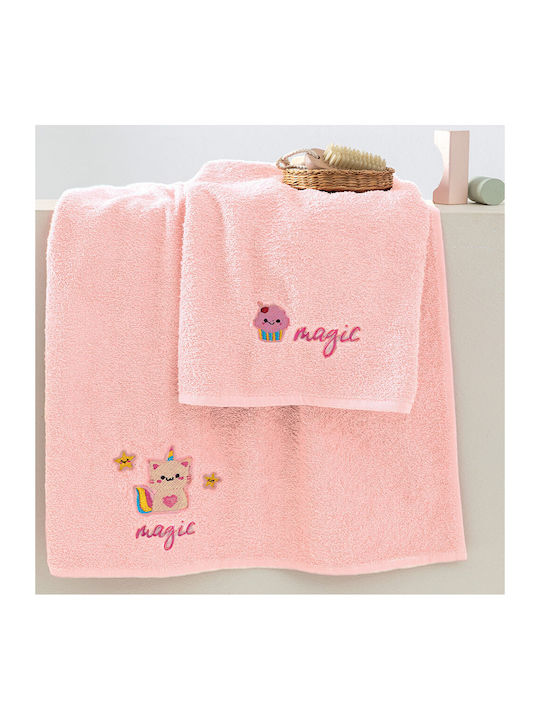 Palamaiki Σετ Βρεφικές Πετσέτες 2τμχ Unicat Pink Βάρους 380gr/m²