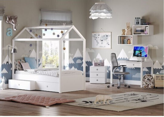 Casakids Kiddy Εταζέρα Τοίχου Ξύλινη Λευκή