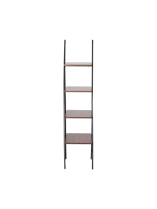 Homemarkt Shelf Stam Hm18073.04 Black Metal Frame-Walnut Melamine 71x38x164cm