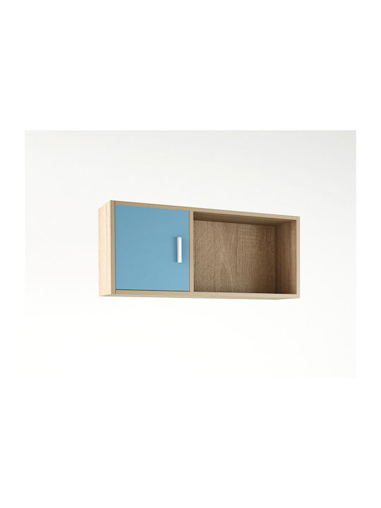 Silky Εταζέρα Τοίχου Ξύλινη Δρυς-Γαλάζιο 100x30x43cm
