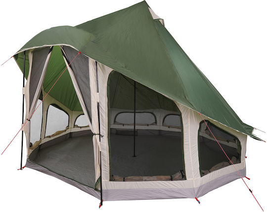 vidaXL Summer Camping Tent Teepee Green for 6 People 404x370x270cm