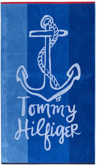 Tommy Hilfiger Cotton Seaside Beach Towel Blue 160x90cm