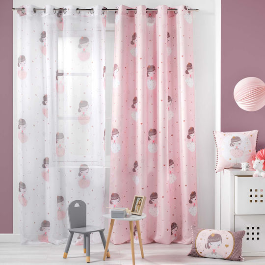 Flamingo Kinder Vorhang Petite Princesse mit Haken Rosa 140x260cm
