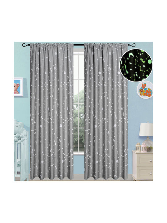 Beauty Home Kinder Vorhang Verdunkelung Leuchtend mit Bleistiftfalten Grau 140x270cm