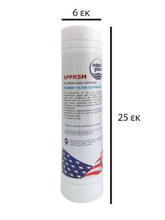 Aqua Pure Ersatz-Wasserfilter für die Arbeitsplatte und unter der Arbeitsplatte aus Polypropylen 10" APPR5M 5 μm (Mikrometer)