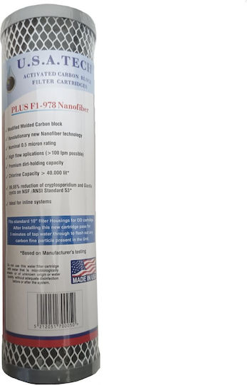 USA Tech Filtru de Apă de Înlocuire pentru Blat și Sub Blat din Cărbune Activ 10" Plus F1 0.5 μm - micrometru