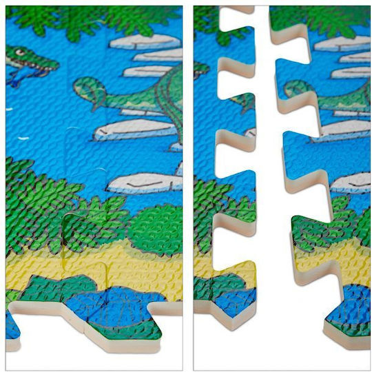 Relaxdays Interaktives Kinder-Bodenpuzzle mit Dinosaurier-Design 9 Teile