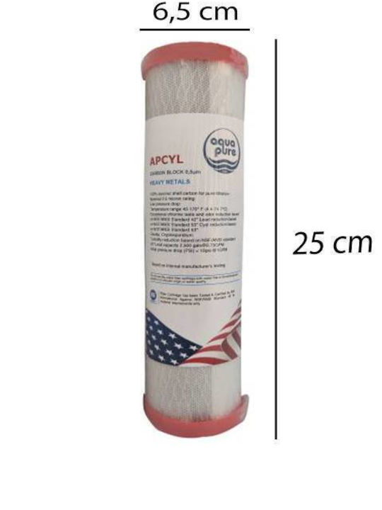 Aqua Pure Ersatz-Wasserfilter für die Arbeitsplatte und unter der Arbeitsplatte aus Aktivkohle 10" APCYL 0.5 μm (Mikrometer)