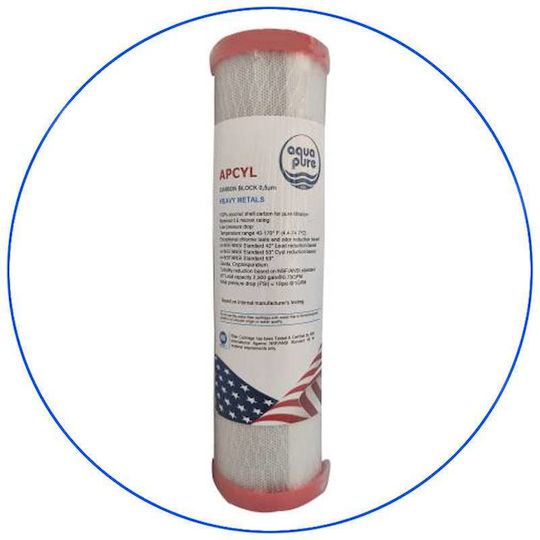 Aqua Pure Ersatz-Wasserfilter für die Arbeitsplatte und unter der Arbeitsplatte aus Aktivkohle 10" APCYL 0.5 μm (Mikrometer)