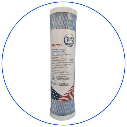 Aqua Pure Ersatz-Wasserfilter für die Arbeitsplatte und unter der Arbeitsplatte aus Aktivkohle 10" APCYST 0.5 μm (Mikrometer)