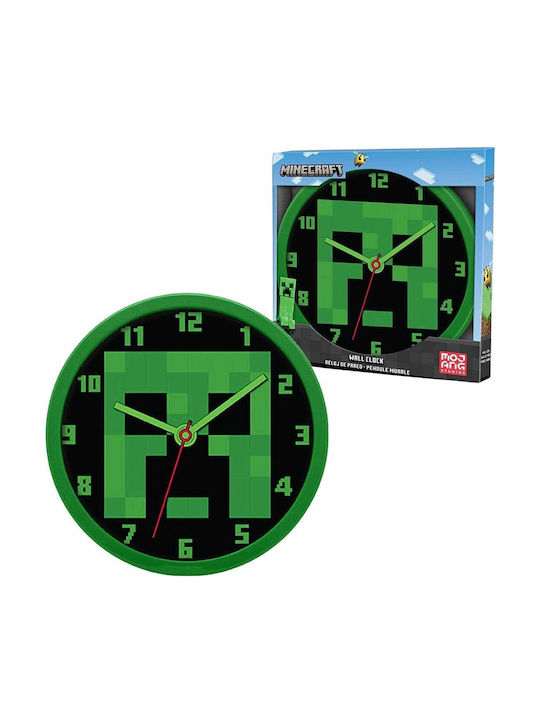 Kids Licensing Kids Wall Clock Minecraft Wooden 25x13cm