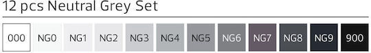 Stylefile Marker Μαρκαδόροι Σχεδίου Neutral Grey Σετ 12τμχ