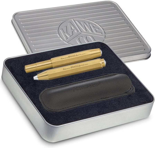Kaweco Brass Pen-store Set 1 Πένα Στυλό Θήκη Ef Extra Fine