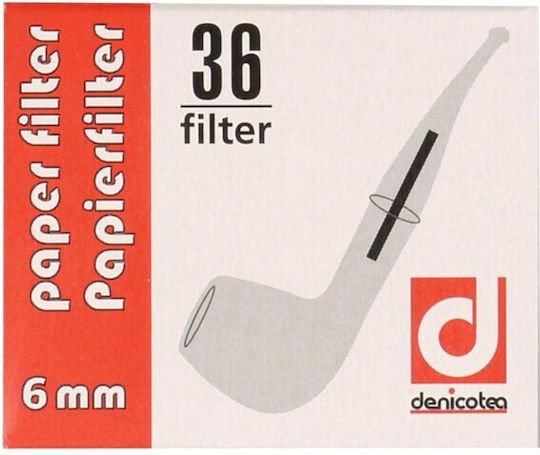 Denicotea 36 Paper Filters 6mm Tobacco Pipes