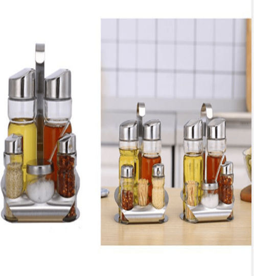 Spring Oil & Vinegar Set with Salt & Pepper Glass with Flow