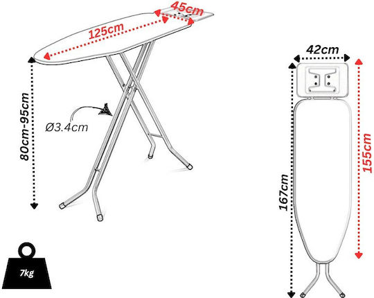 Vesta Σιδερώστρα για Σύστημα Μπόιλερ Σπαστή 155x45x95cm