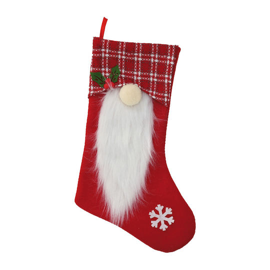 Christmas Decorative Fabric Red Socks with Dwarf L47xW29cm (Μiscellaneous Designs)