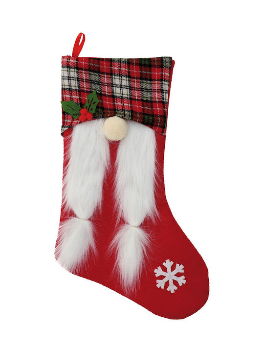 Christmas Decorative Fabric Red Socks with Dwarf L47xW29cm (Μiscellaneous Designs)