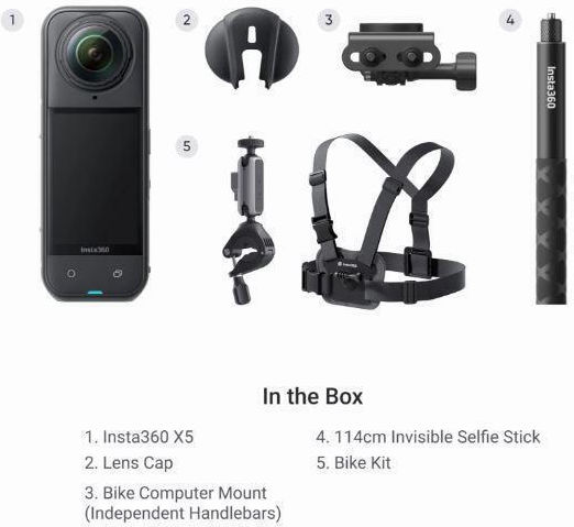 Insta360 x5 Action Camera 8K Cycling Bundle με Οθόνη και Wi-Fi Μαύρη