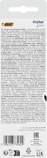 BIC Pixuri Cristal Fine Ballpoint 4 Bucăți (Culori Diverse)