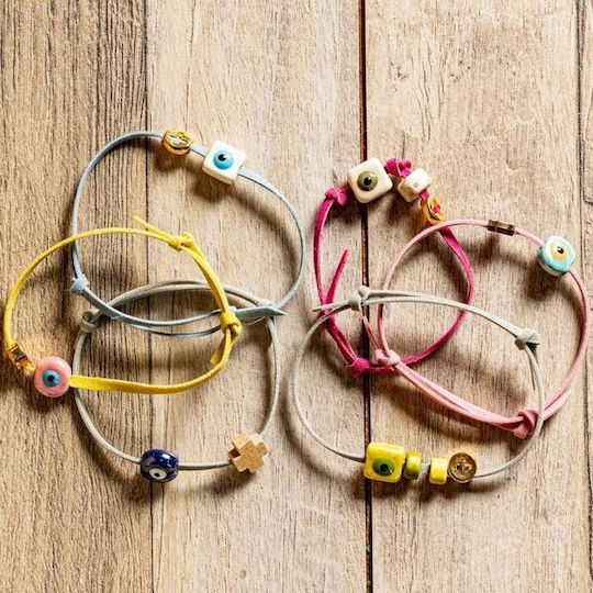 Ceramic Eye Enamel Bead 1x1cm Set/10 Pink