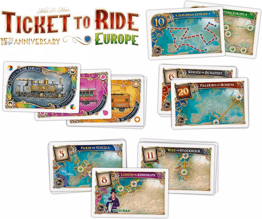 Board Game Ticket to Ride Europe 15th Anniversary (PL) for 2-5 Players 8+ Years Old (PL) Rebel Games